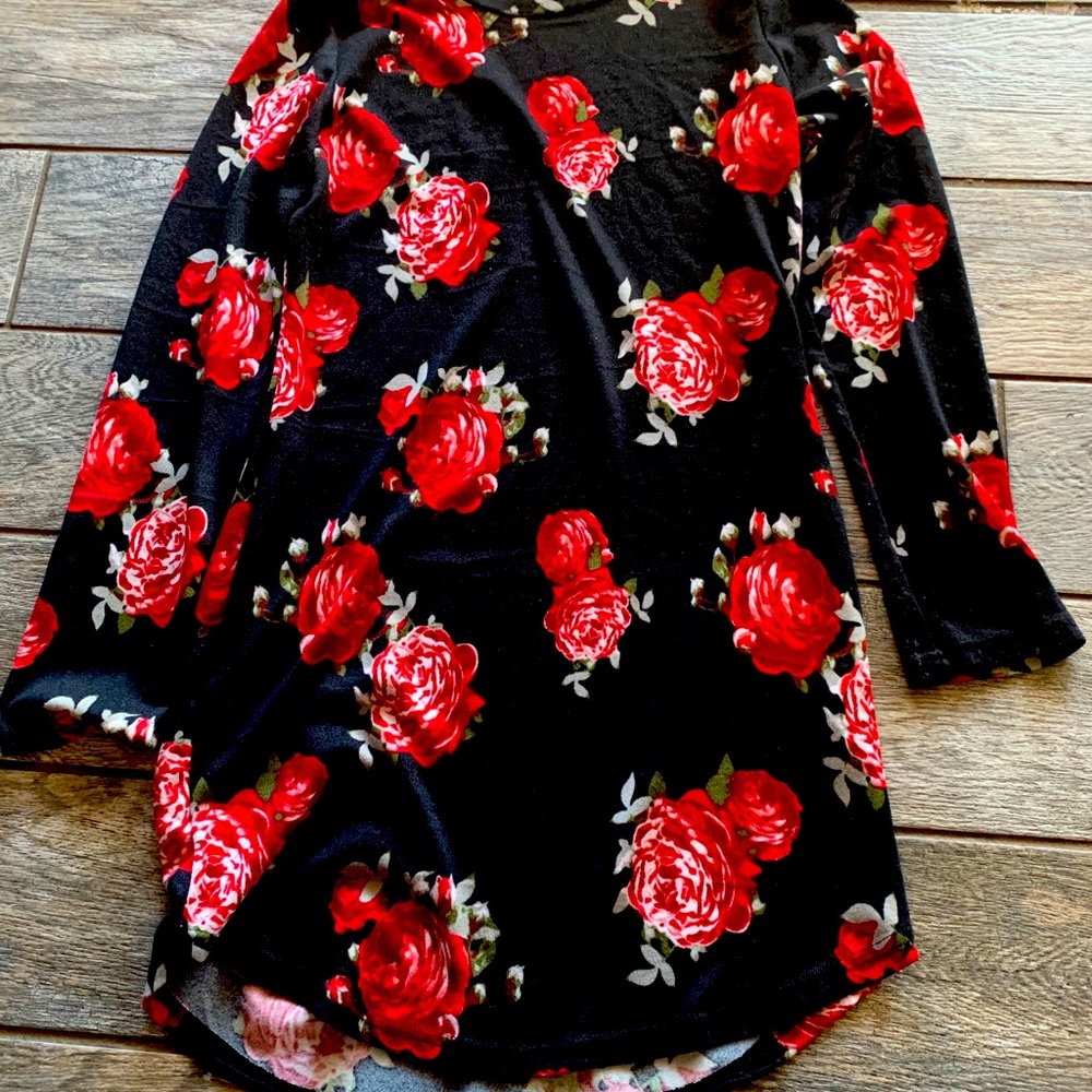 Black with Red Roses Dress